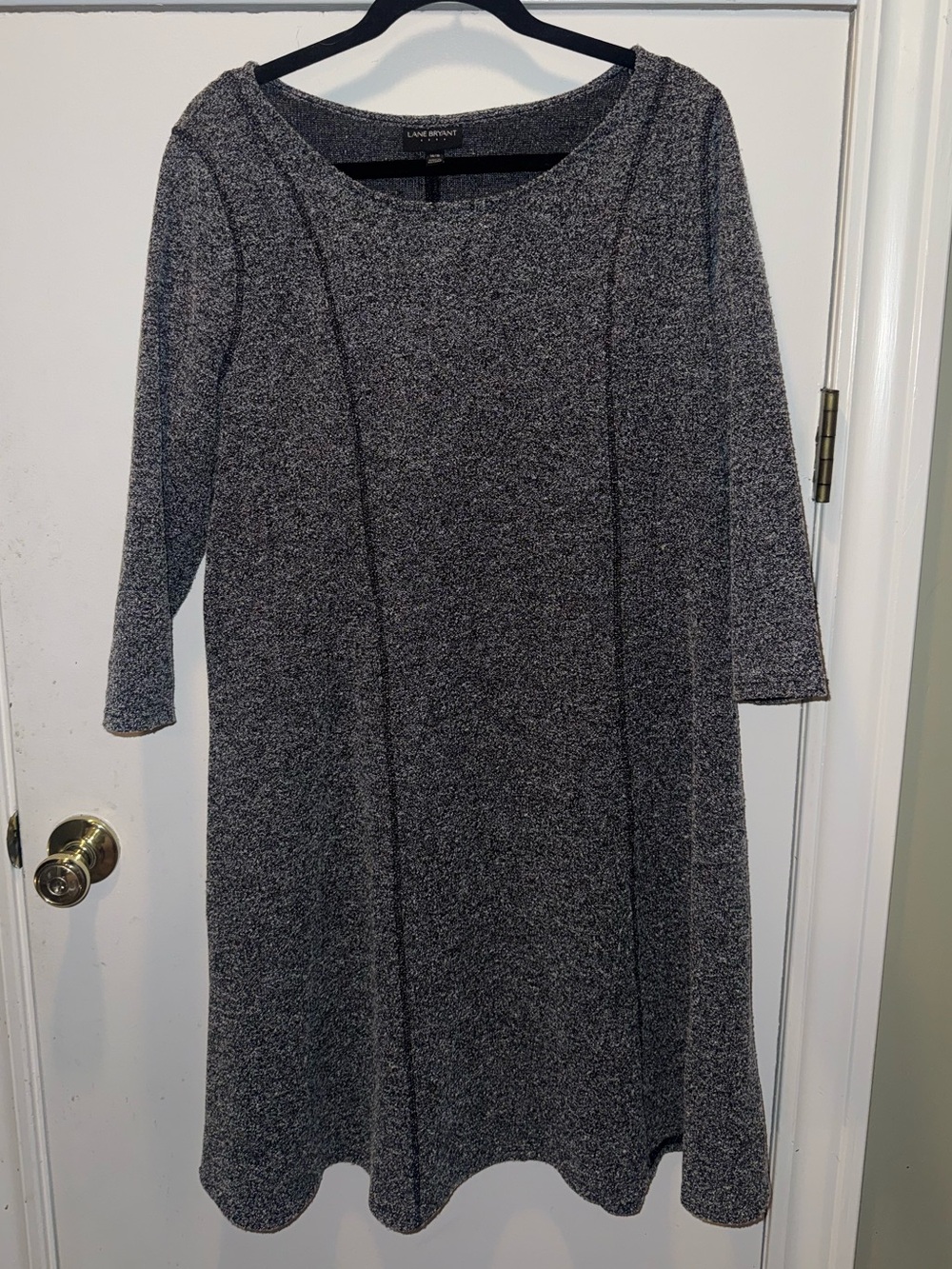 Lane Bryant Gray Heather Long Sleeve Scoop Neck Knit Dress